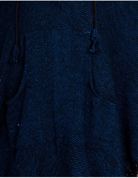 Blue Poncho with Fringe