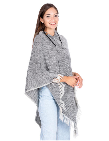 Gray Fringed Poncho