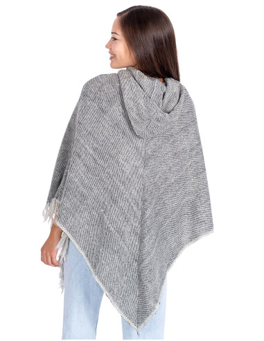Gray Poncho with Fringe
