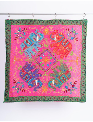 Embroidered Tapestry with 4 Elephants