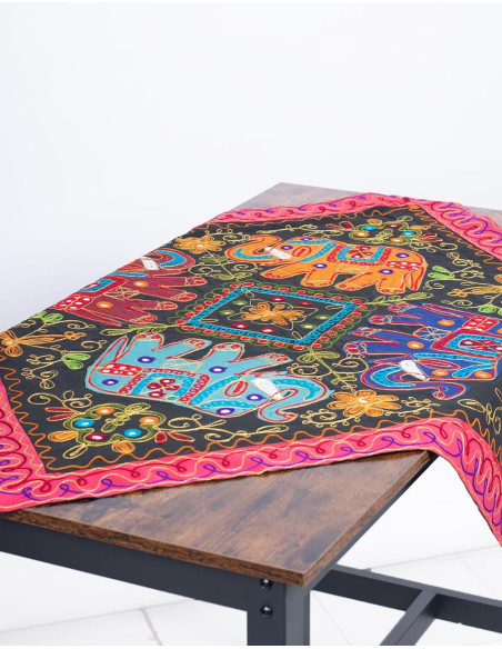 Embroidered Tapestry with 4 Elephants