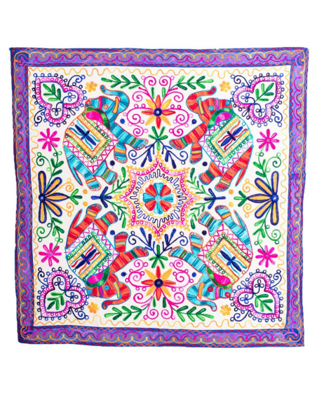 Square Tapestry with 4 Elephants