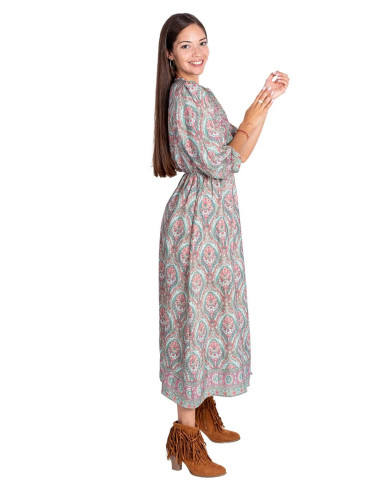 vestido-midi-mujer-otoño-verde-estampado