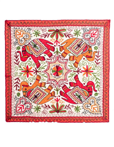 Square Tapestry with 4 Elephants
