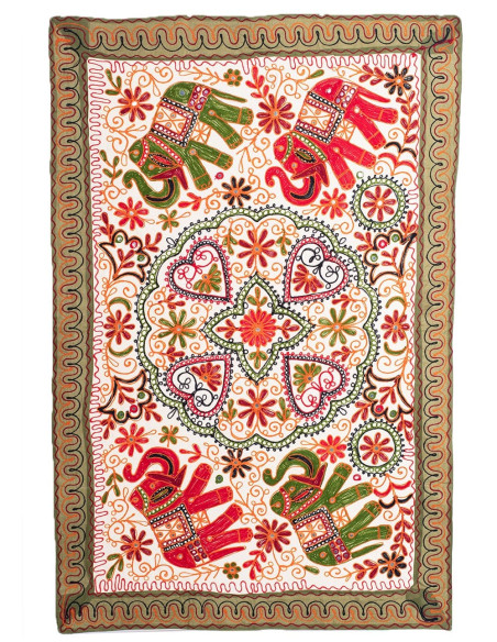 Rectangular Embroidered Tapestry with Animals
