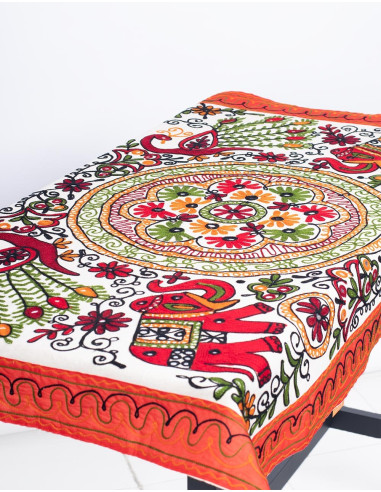 Rectangular Embroidered Tapestry with Animals