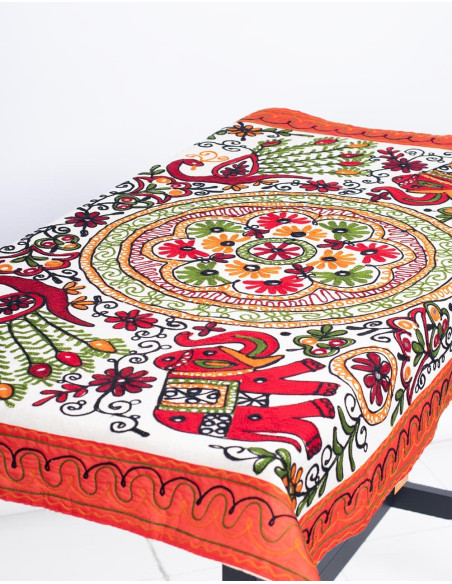 Rectangular Embroidered Tapestry with Animals