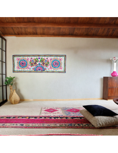 Multicolor Facing Elephants Tapestry