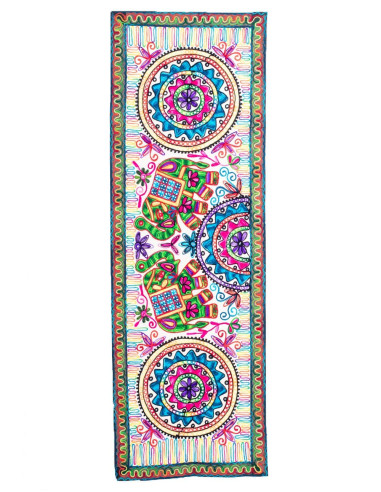 Multicolor Facing Elephants Tapestry