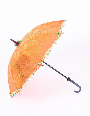 Bright Orange Individual Ethnic Parasol:...