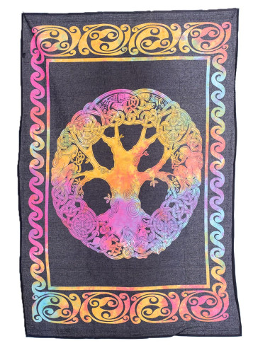 Tree Tapestry with Black Background and...
