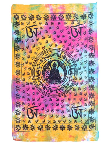 Multicolor Background Tapestry with Tie Dye Technique and...