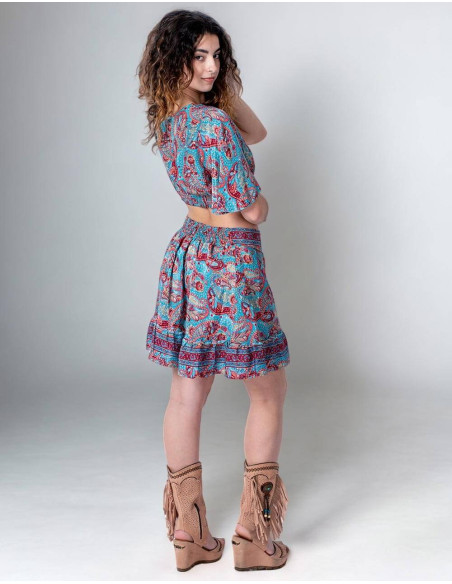 Kimago Silk Top and Skirt Set