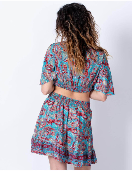 Kimago Silk Top and Skirt Set