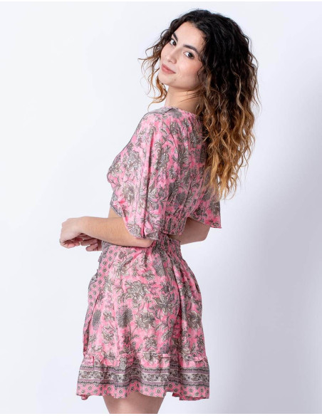 Printed Silk Top and Skirt Set