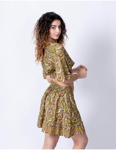 Kimago Yellow Boho Skirt and Top Set