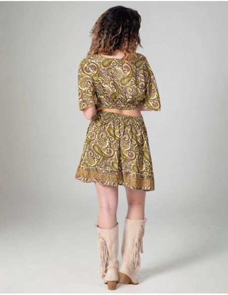 Kimago Yellow Boho Skirt and Top Set