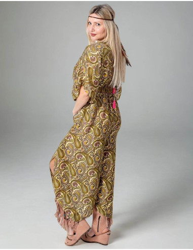 Kimago Boho Paisley Style Silk Jumpsuit