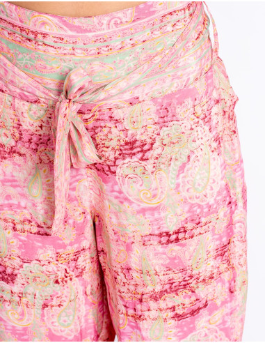 Pink Printed Silk Pants