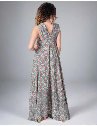 Long Printed Silk Dress