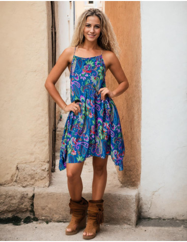 vestido-corto-desigual-seda-azul
