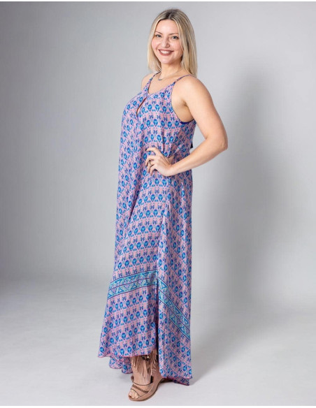 Long Printed Silk Dress