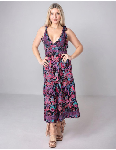 Midi Dress with Bow Straps