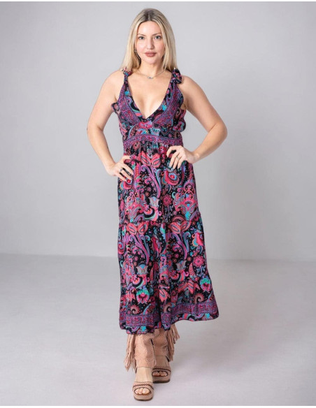 Midi Dress with Bow Straps