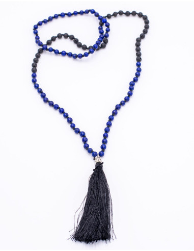 Mala Lapis Lazuli+Volcanic Rock