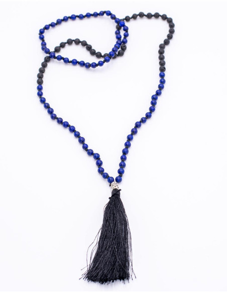 Mala Lapis Lazuli+Volcanic Rock