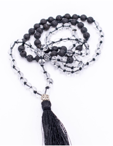 Mala Quartz Crystal+Volcanic Rock