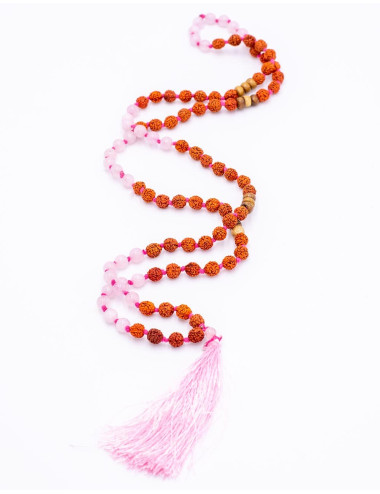Mala Rose Quartz and Rudraksha