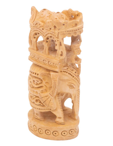 Wooden Elephant Carved Statue 6 inches