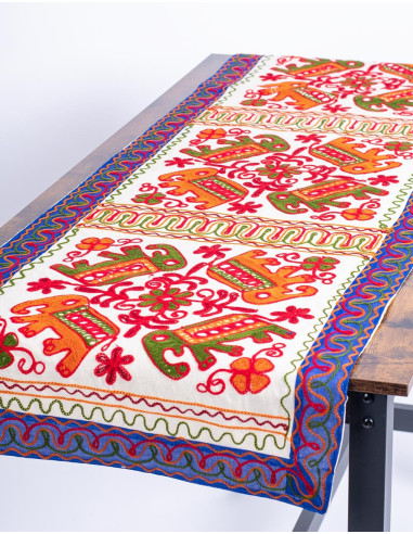 Rectangular Tapestry with Hand-Embroidered...