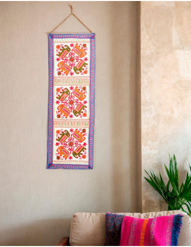 Rectangular Tapestry with Hand-Embroidered...