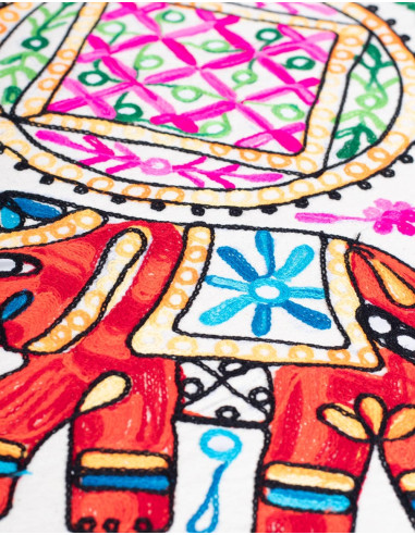 Round Tablecloth with Hand-Embroidered...