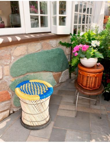 Handwoven Bamboo Stool from India - Comfortable and...