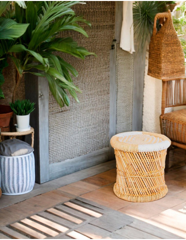 RMU0002B - Natural Leather Stool