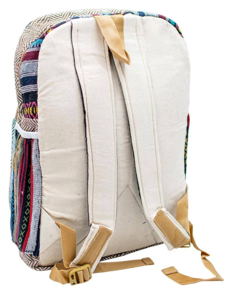 Trendy Unisex Hemp Backpack with Exclusive GANESHA Design - Indian Handicraft