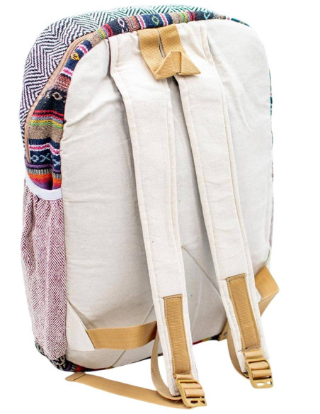 Unisex Hamsa Print Hemp Backpack | Indian Handcrafted Exclusivity and Functionality