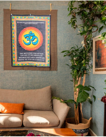 Authentic Indian Om Tapestry, Handcrafted and Exclusive in Cotton