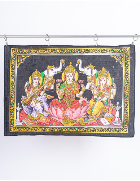 Authentic Hindu Art - Indian Gods Tapestry, 100% Cotton and Sequins | Kimago