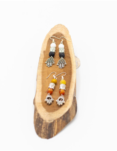 Handmade brass earrings with mineral stones –...