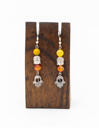 Handmade brass earrings with mineral stones –...