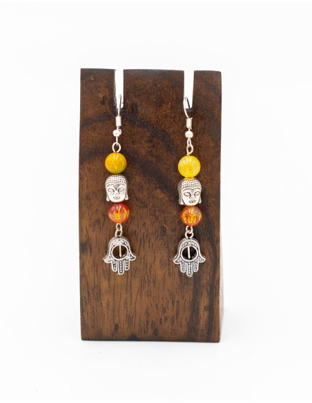 Handmade brass earrings with mineral stones – Kimago
