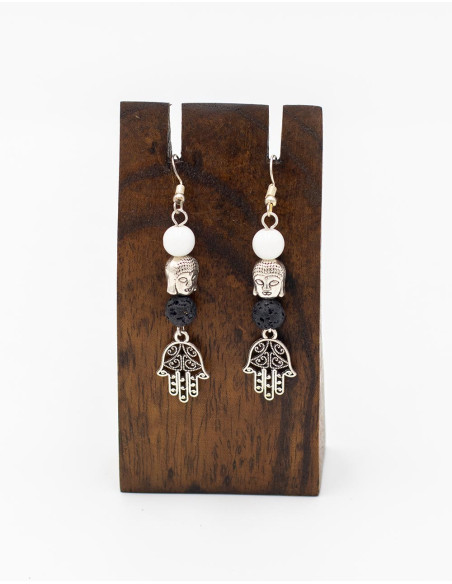 Handmade brass earrings with mineral stones – Kimago