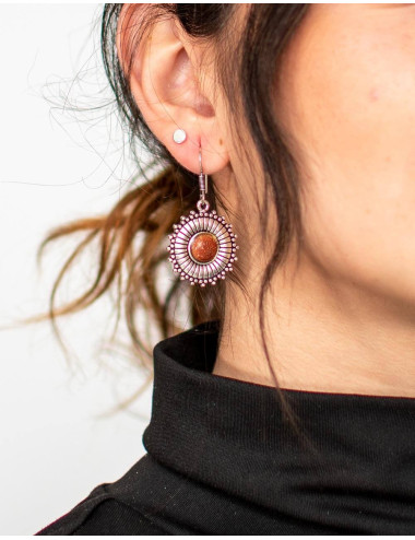 Kimago Circular Earrings – Indian Crafts with Mineral Stone