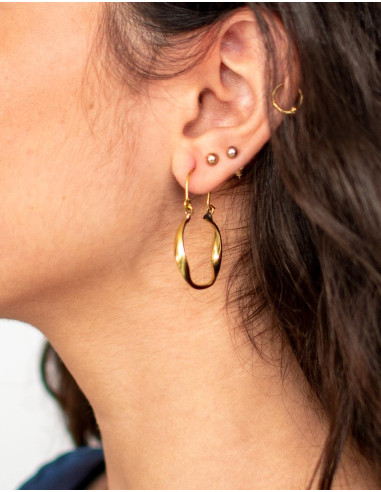 Handcrafted golden brass earrings – Unique...