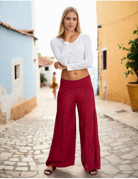 Ethnic Viscose Pants with Adjustable Waist – Kimago