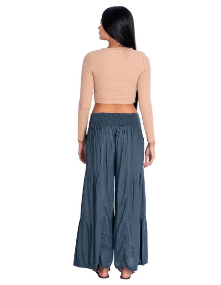 Gray Ethnic Viscose Pants with Elastic Waist – Kimago